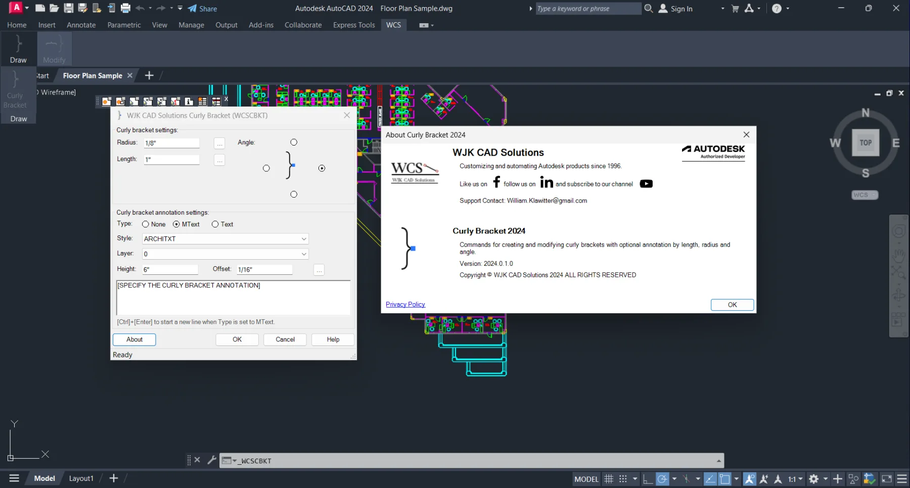 WJK CAD Solutions Curly Bracket